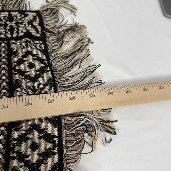 Ruby Rd Cardigan Sweater Womens 1X Black Tan Fringe Open Front Boho Knit Aztec - Picture 7 of 7